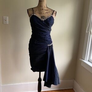 Nicole Bakti blue ruched bodycon dress size XS